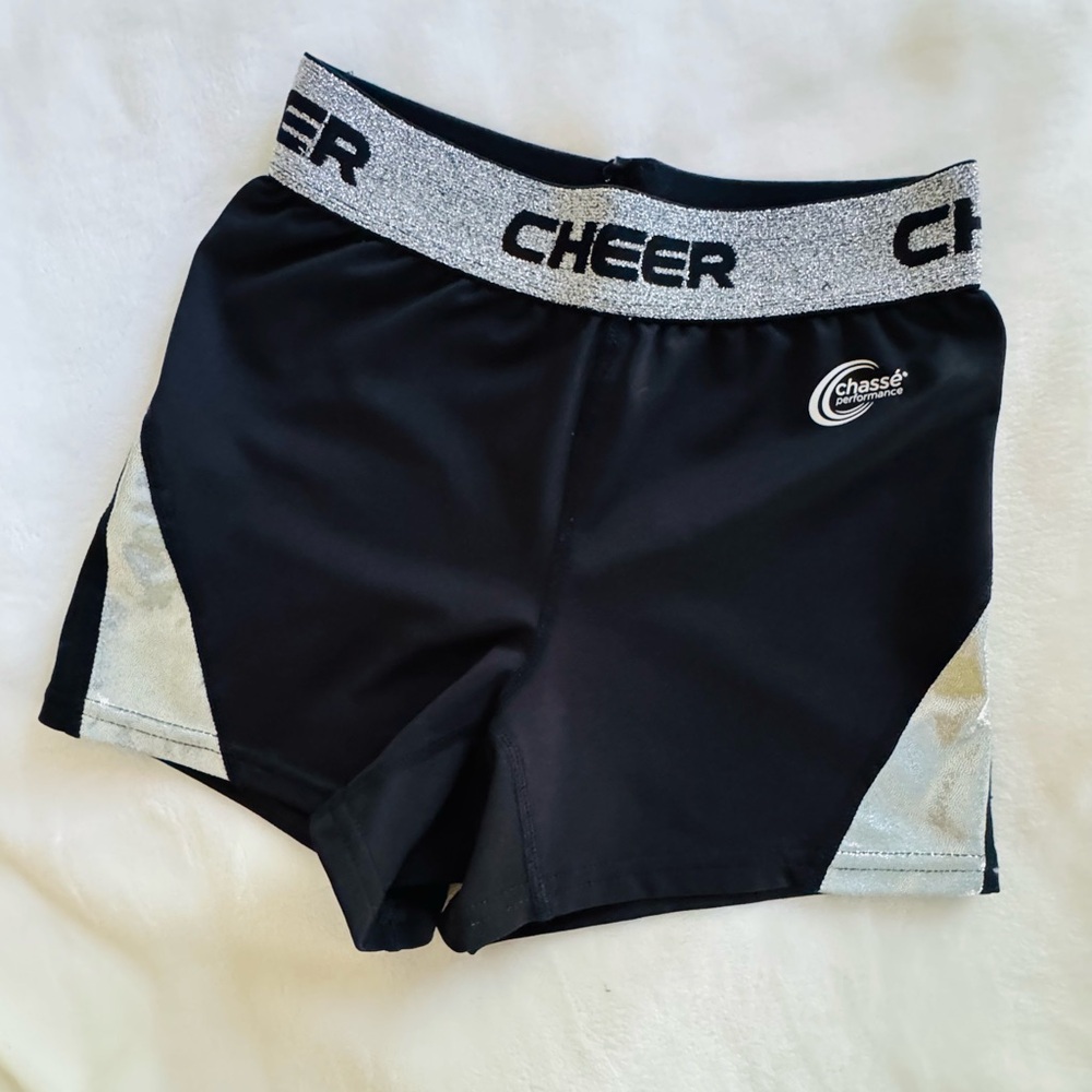 Black and Silver Chasse Cheer Shorts